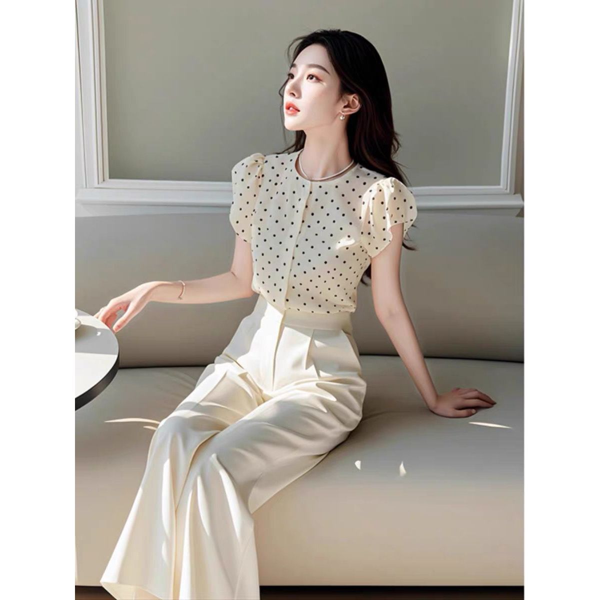 Wide Leg Palazzo Pants - Ensemble deux pièces élégant pour femmes,