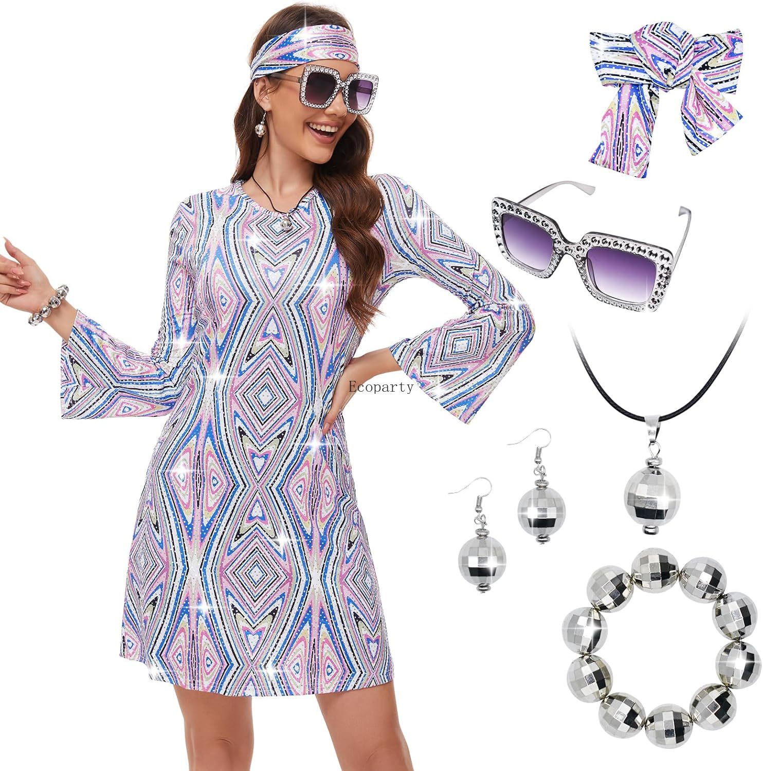 Women'S Fashion From The 70S - Disfraz Robe Disco pour femme des
