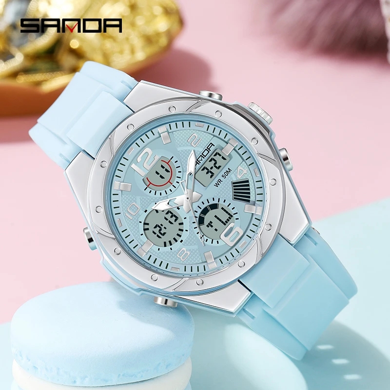 Women'S Fashion Digital Watch - Montre rose SANDA pour femmes, montre-bracelet