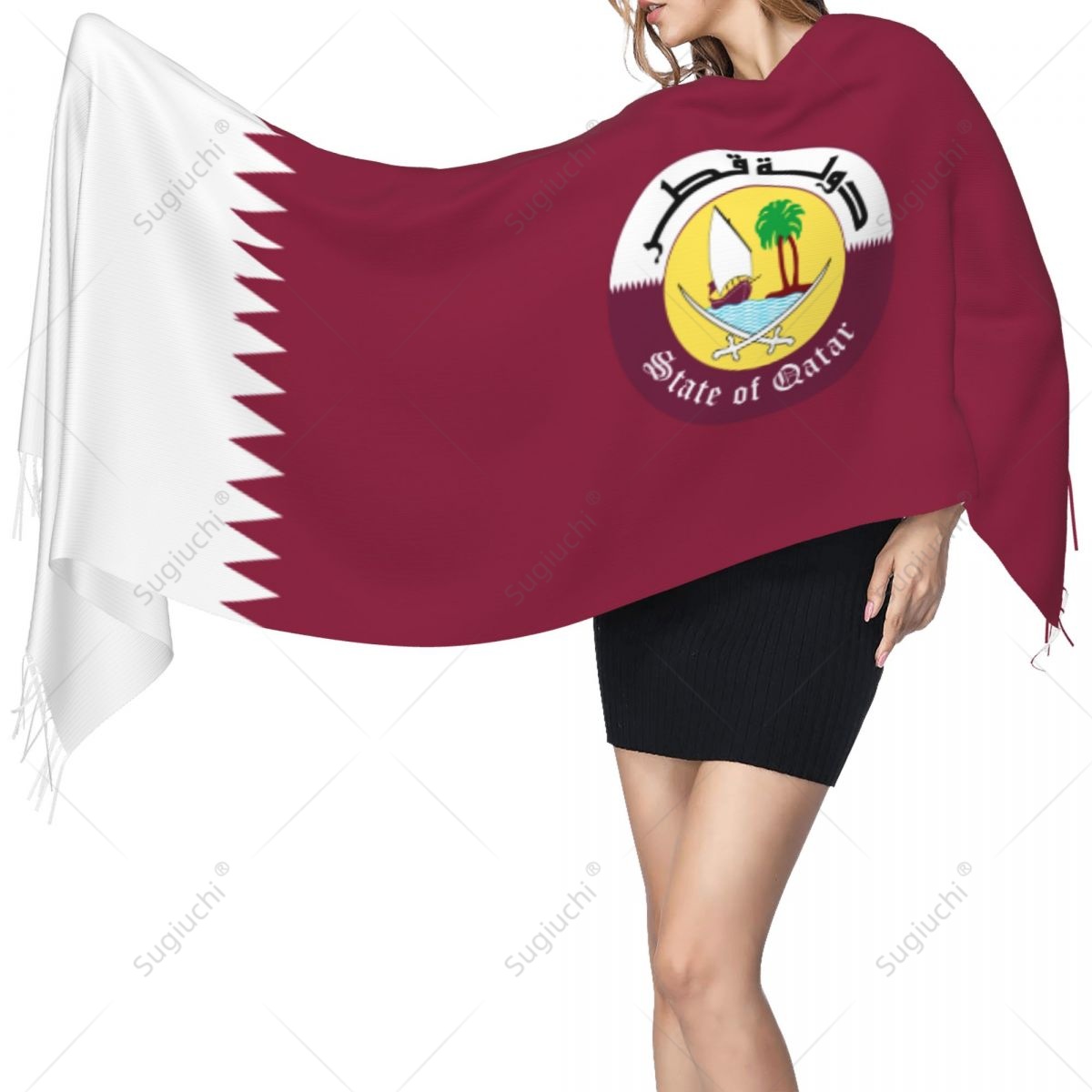 Women Fashion Qatar - Qatar emblème drapeau écharpe Pashmina foulards