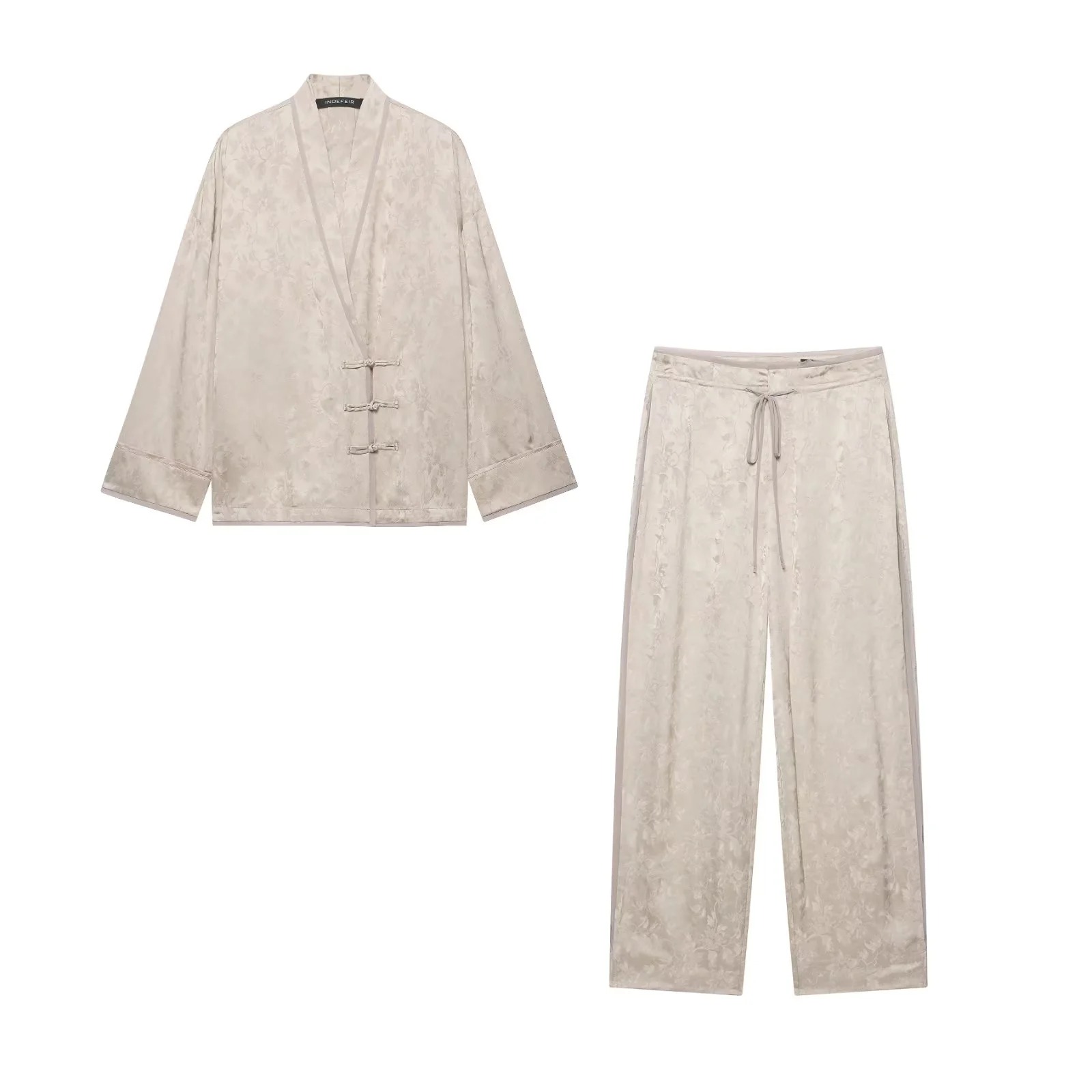 Wide Leg Palazzo Pants - Ensemble deux pièces en satin floral