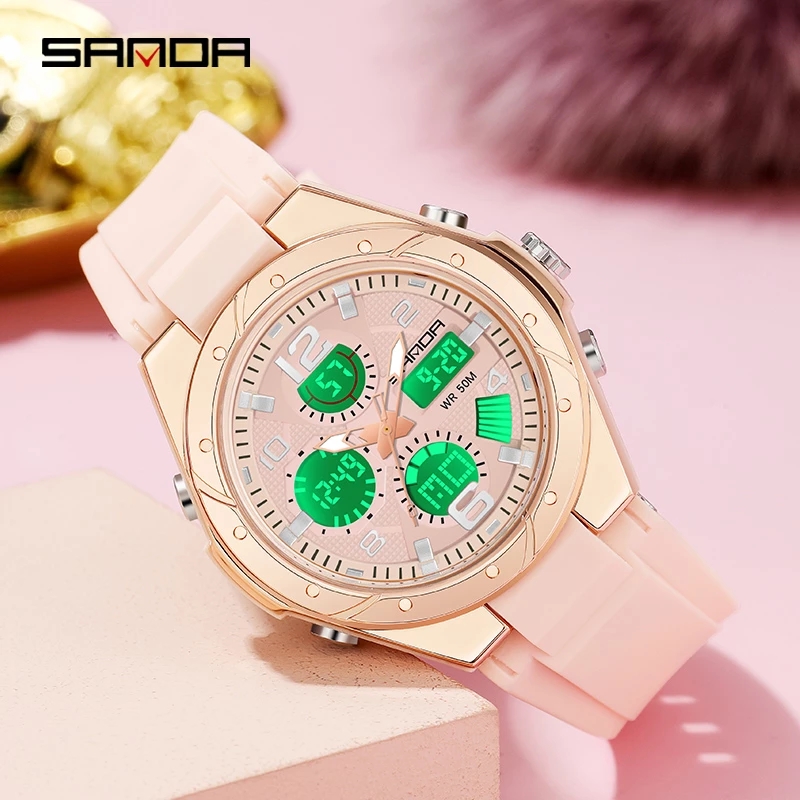 Montre rose SANDA pour femmes, - Women'S Fashion Digital Watch avis et prix